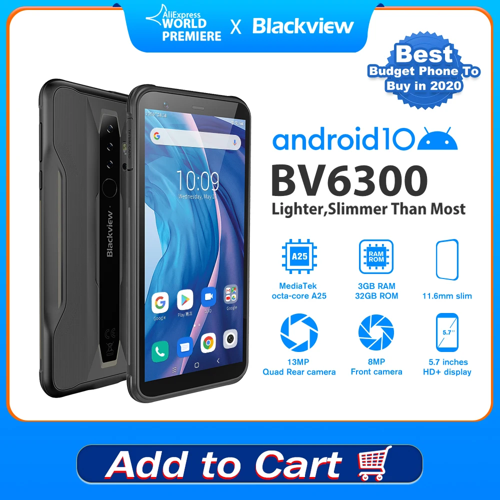 Смартфон Blackview BV6300 защищенный 5 7 дюйма IP68 3 + 32 ГБ 4380 мА ч NFC|Смартфоны| |