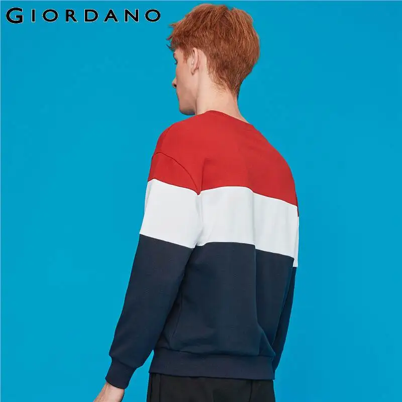 Giordano мужская толстовка с принтом контрастная Свободная Толстовка средней толщины мягкая Sudaderas Para Hombre 01099780