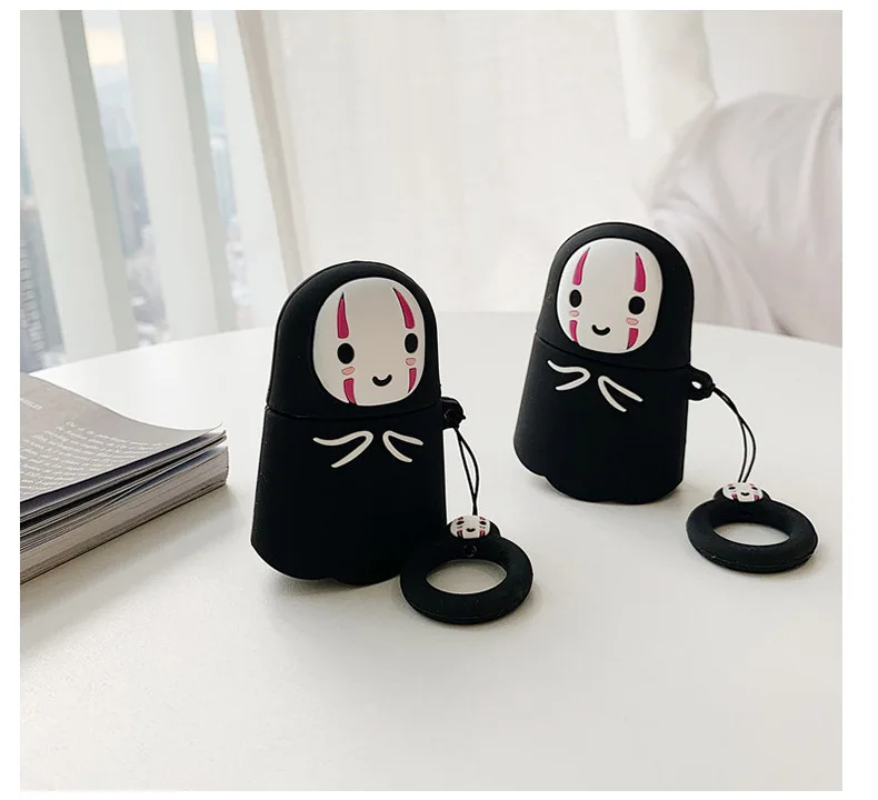 Чехол для наушников для Apple Airpods 2, чехол, силиконовый, с милым рисунком, без лица, для мужчин, защитный чехол для наушников, чехол для наушников, кольцевой ремешок