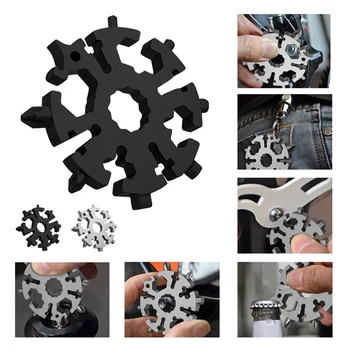 

20 In 1 Multi-Tool Stainless Steel Snow Shape Flat Cross Head Screwdriver Allen Key Spanner Key Chain Tool