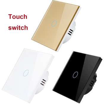

Touch light switch EU 1/2/3 Gang Wall Light Touch Switch Tempered Glass Panel Wall Switch Recessed Glass Panel lamp Switch