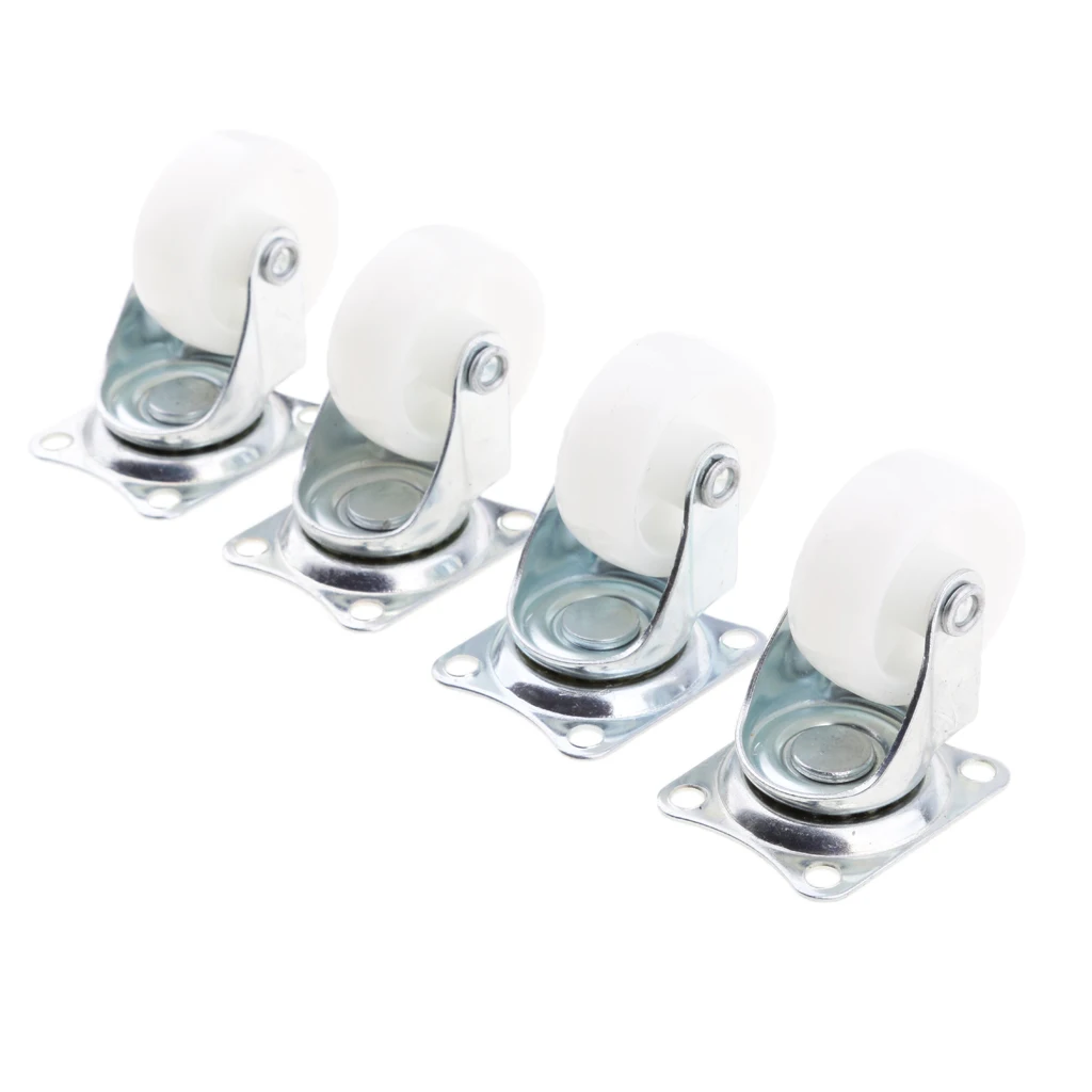 SWIVEL CASTORS 4PC 40mm WHEEL BALL BEARINGS FURNITURE TROLLEY castor White