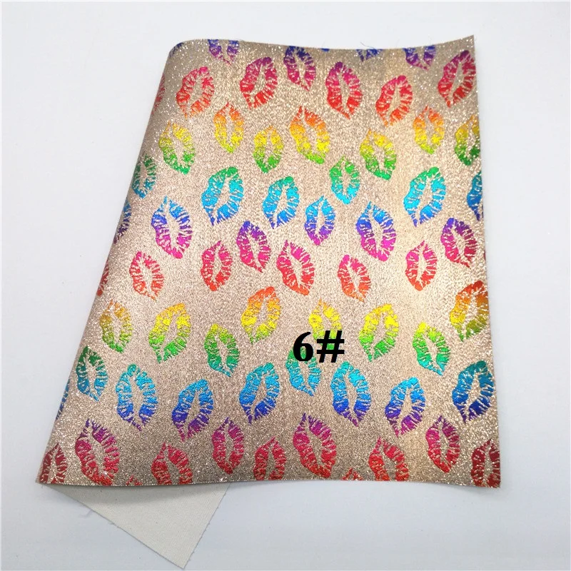 Glitterwishcome 21X29 см A4 размер блеск с принтом губ кожа, блестящая ткань винил для бантов, GM719A - Цвет: 6