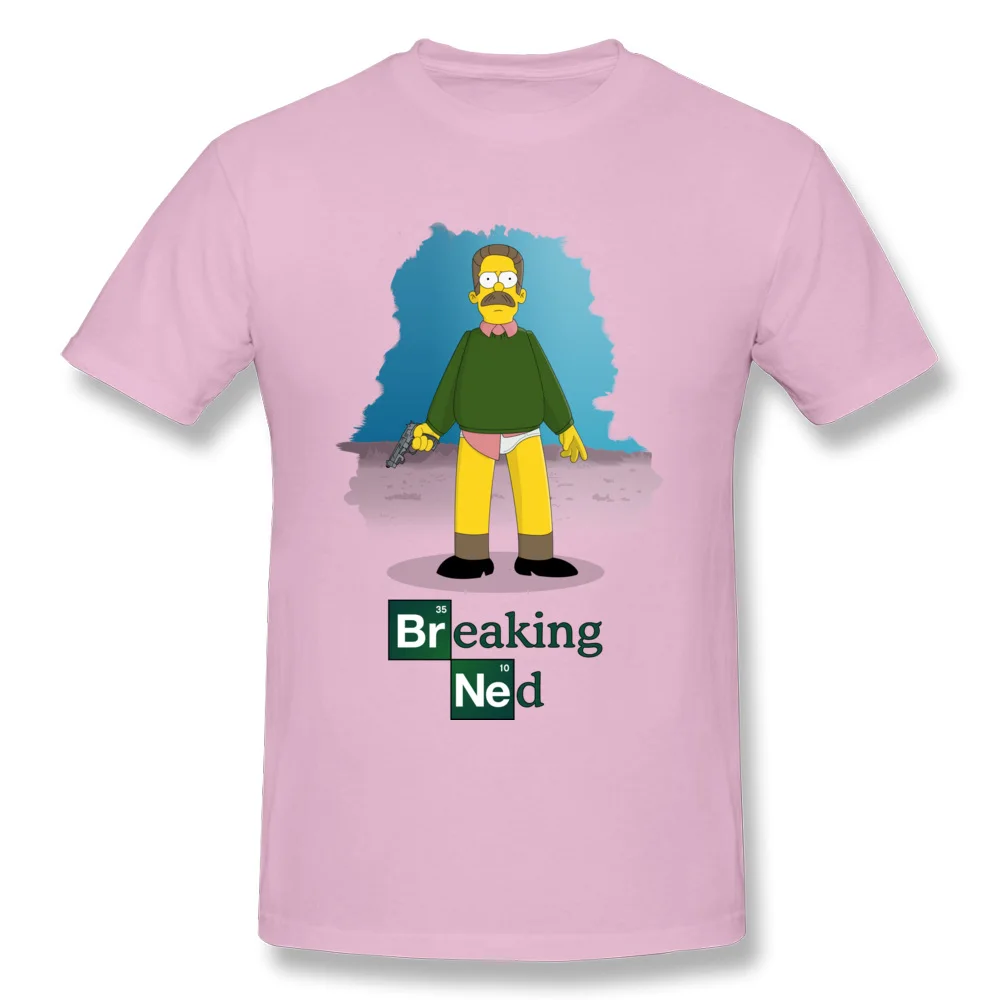 Breaking Ned 100% Cotton T Shirt for Men Casual Top T-shirts Cool Hot Sale Round Collar Sweatshirts Short Sleeve Breaking Ned pink
