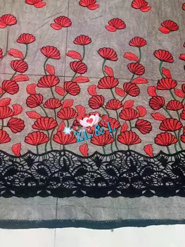 

New high-quality mesh embroidery fan leaf African lace fabric French mesh suitable for all kinds of dress skirt DIY apparel fabr