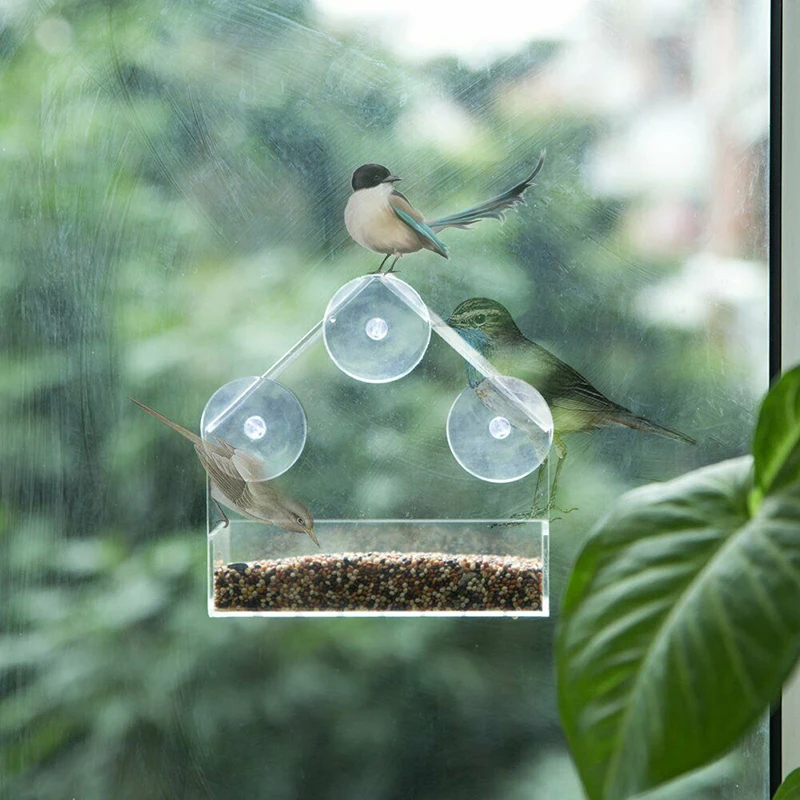 Прозрачное стеклянное для окон смотровая кормушка для птиц гостиничный стол семена арахиса Висячие всасывания Alimentador адсорбции тип дома Прямая поставка