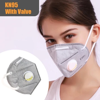 

KN95 Face Mask Mouth Masks For Adult Anti Dust Pollution Filter PM2.5 Protective Hygiene Respirator With Valve
