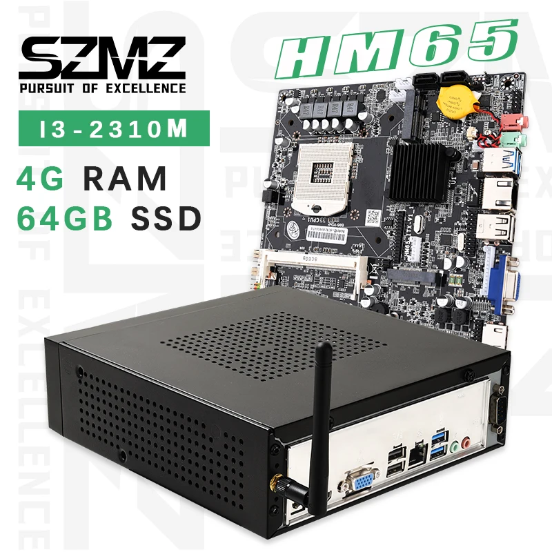 SZMZ безвентиляторный i7 2630QM четырехъядерный Мини ПК DDR3L 8 Гб 256 Поддержка SSD Windows 10 WiFi