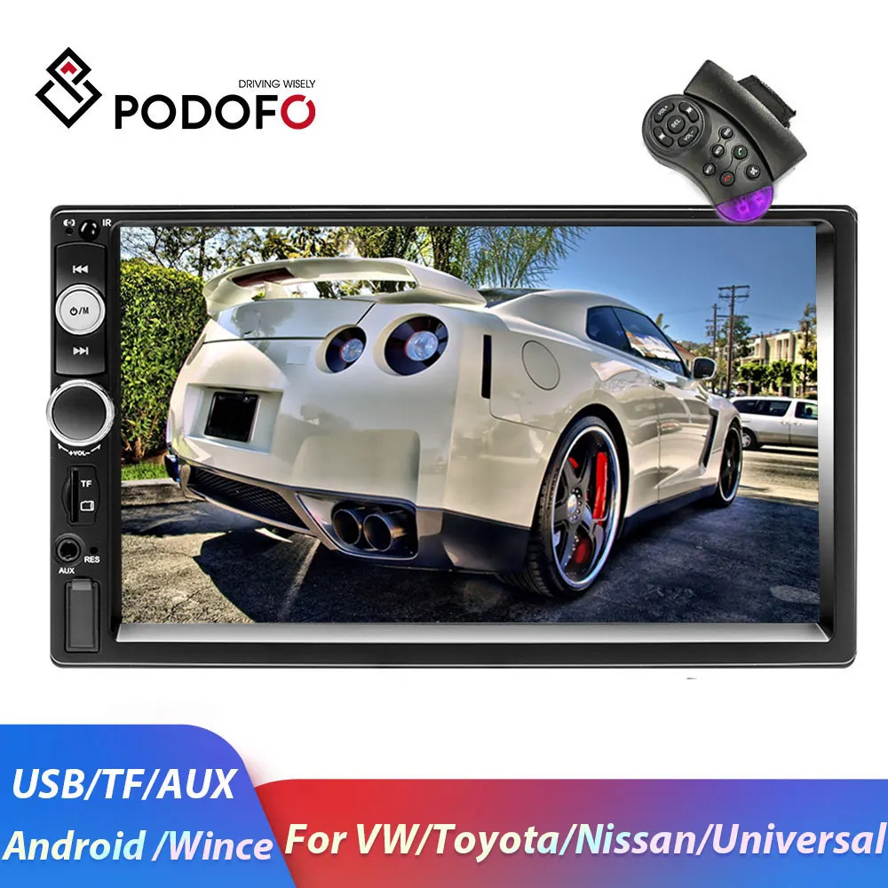 Podofo 2din Android автомобильный Радио GPS Автомобильный мультимедийный плеер 2 DIN