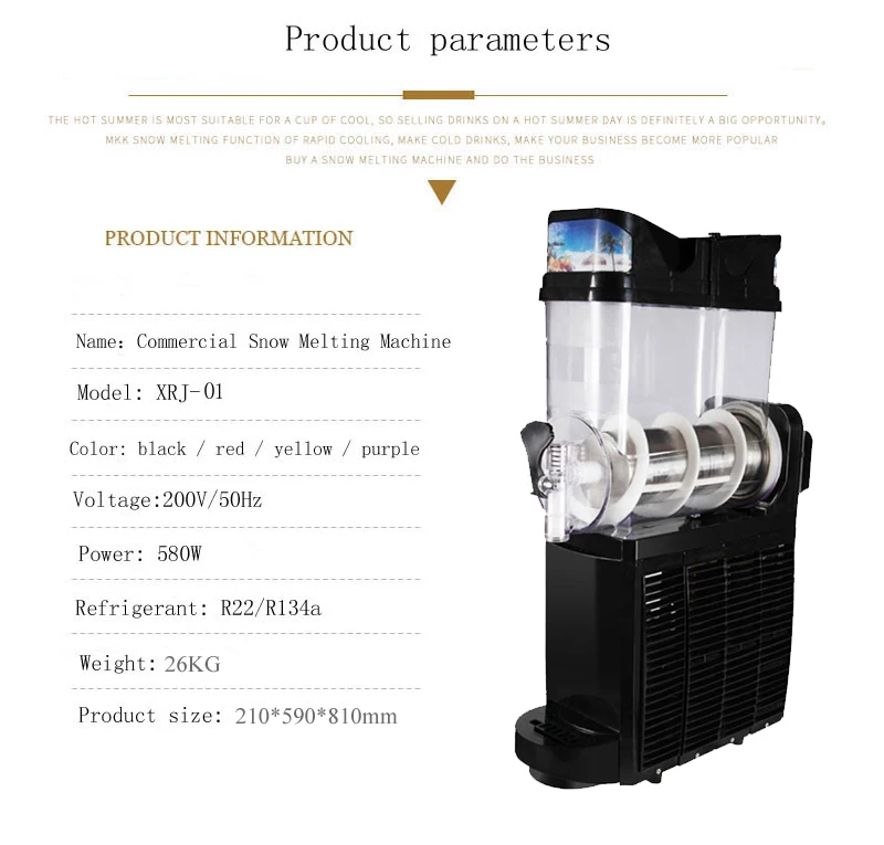 Commercial Frozen Drink Slush Slushy Making Machine Smoothie Maker Electric Snow Melting Machine