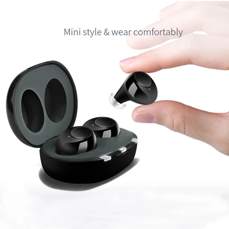 Wireless Bluetooth Hearing Aid Headset Usb Rechargeable Mini In Ear Portable Invisible Adjustable Tone Sound Amplifier