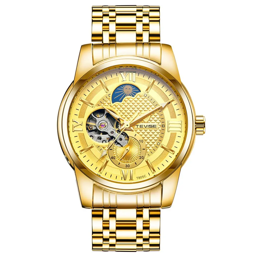 02 Men's Fashion Double Display Steel Belt Date Display Luminous Pointer Portable Men's Mechanical Watches - Цвет: 02