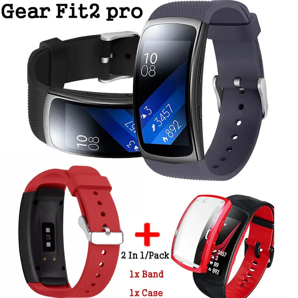 2 в 1 сменные браслеты для samsung gear Fit 2 Pro Band силиконовый ремешок для часов+ чехол для samsung Fit 2 SM-R360 ремешок