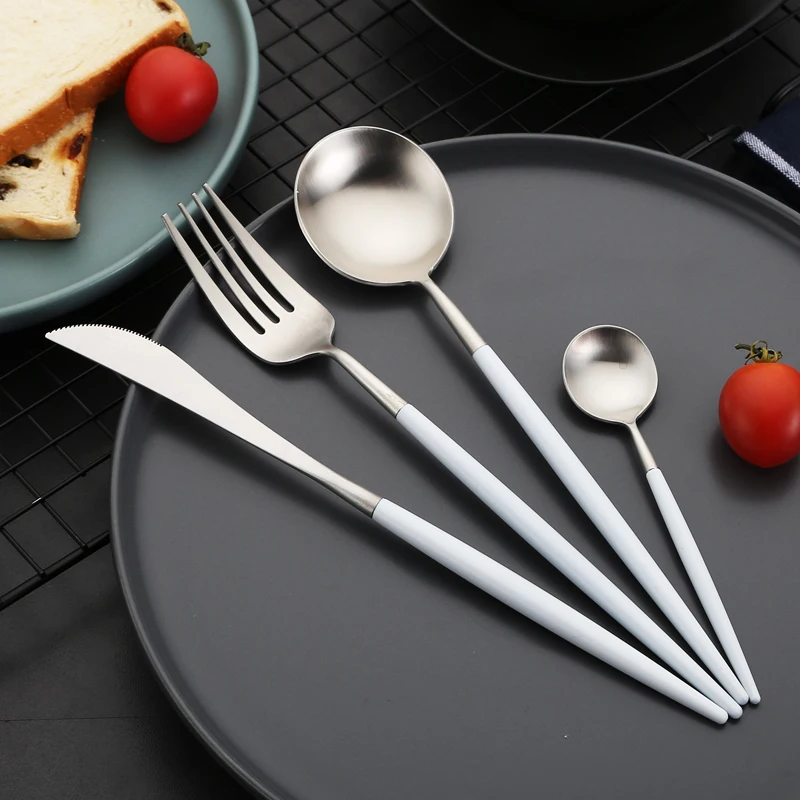 

Cutlery Set Stainless Steel Dinnerware Tableware Silverware Sets Dinner Knife and Fork forks knives spoons