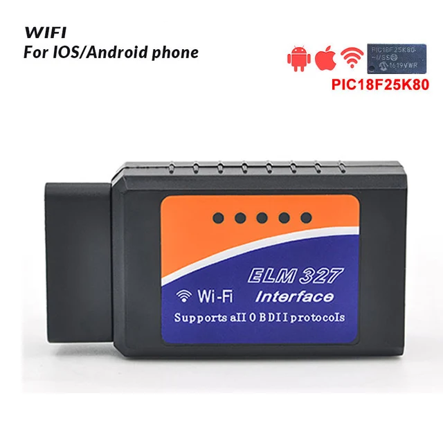 ELM327 wifi Мини ELM327 WiFi/Bluetooth V1.5 PIC18F25K80 чип OBDII диагностический инструмент IPhone/Android/PC ELM 327 V 1,5 автоматический сканер считыватель кода - Цвет: ELM327 wifi