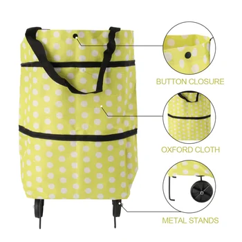 

Collapsible Folding Shopping Bag with Wheels Shopping Trolley Trolley Bags Foldable Shopping Cart Wheeled Shopping Bag Travel Ba