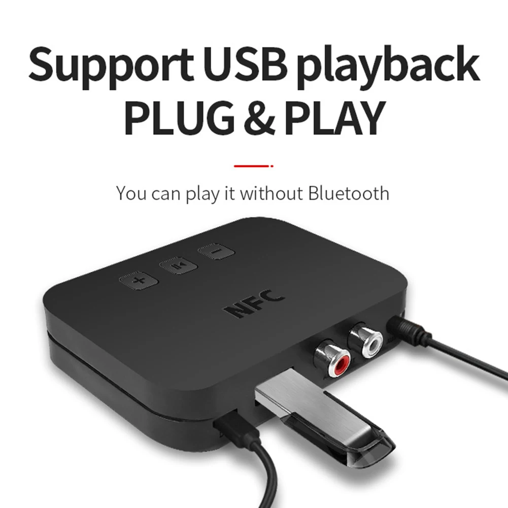 Ti-800 receptor de Audio NFC con Bluetooth, 3,5mm, AUX, Jack, RCA, adaptador de música inalámbrico, compatible con disco en U para amplificador de altavoz de coche