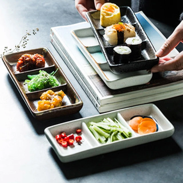 FANCITY Japanese-style ceramic grid plate for one person dinner