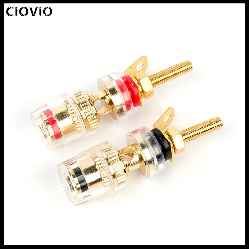 CIOVIO 8pcs 42MM Gold Plated Speaker Terminal Binding Post Low frequency Amplifier Connector Long Plug for 4mm Banana Plugs