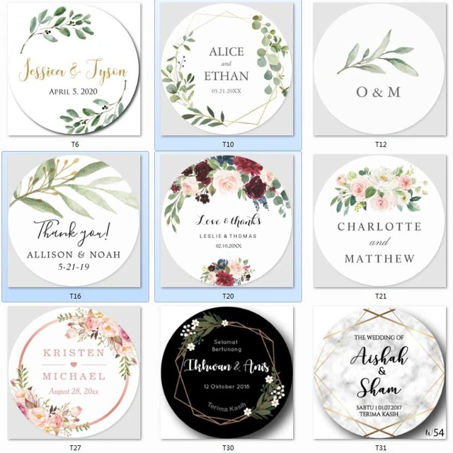 Pegatinas de boda de piezas, personalizadas con nombre y fecha, etiquetas de papel adhesivas, tus pegatinas, 100 - AliExpress