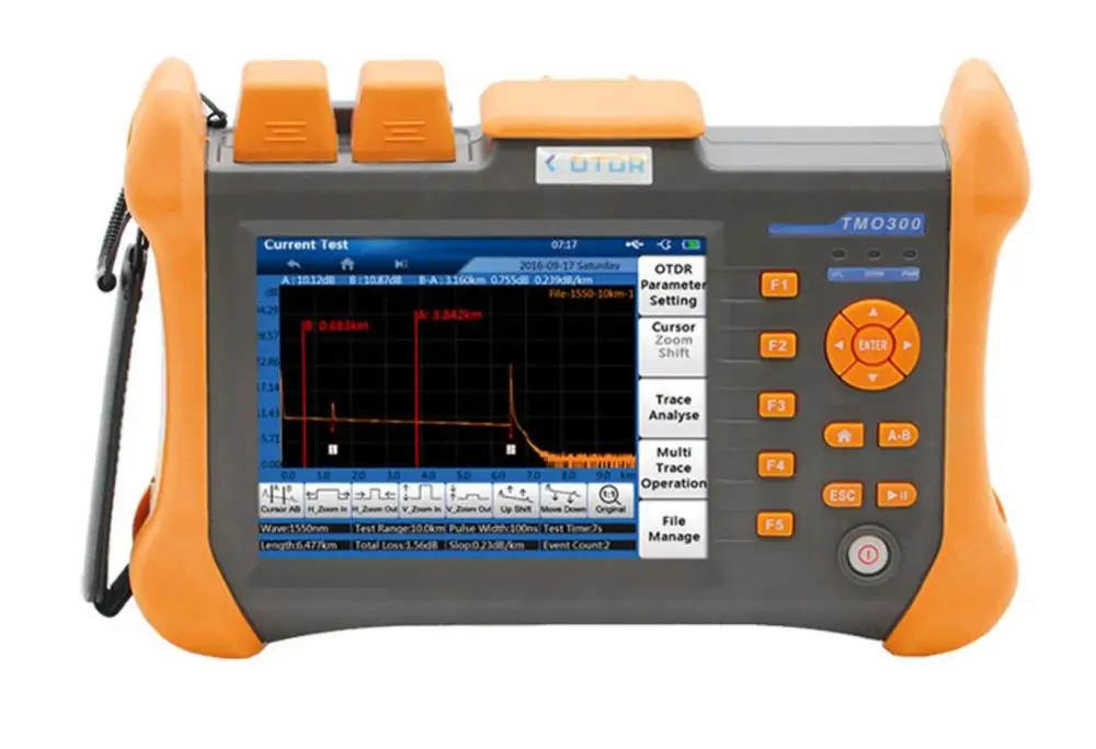 

TMO-300 32/30dB 1310/1550nm SM OTDR Tester Built-in 10mw Visual Fault Locator