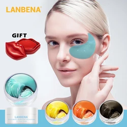60pcs Lanbena Collagen Eye Mask + 20pcs Cherry Moisturizing Lip Mask Skin Firming And Anti-Fine Wrinkle Flavonol Vitamin C Care