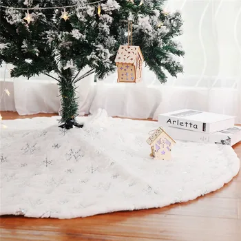 

White Tree Skirt 90 122cm High Grade Plush Beads Embroidered Christmas Tree Group Christmas Tree Decorations Christmas Ornament