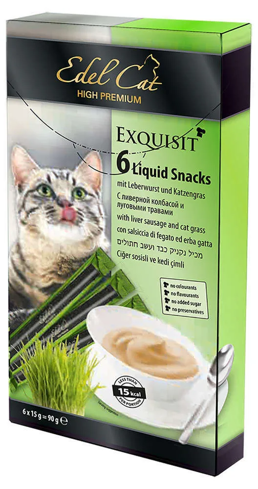 Лакомство для кошек Edel Cat, крем-суп ливерная колбаса и луговые травы, 6шт