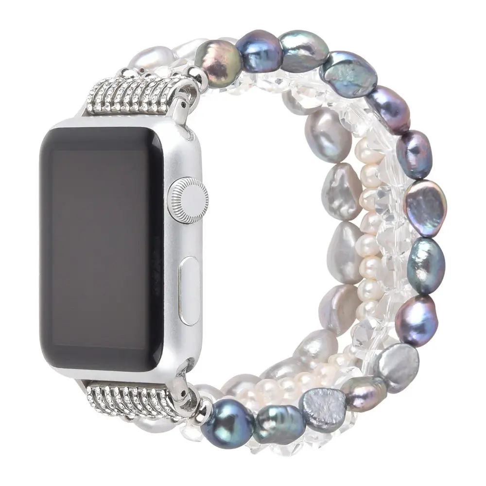 Браслет на запястье с жемчужиной ремешок для наручных часов Apple Watch, версии 5 4 3 2 1 браслет бижутерия ручной работы Для женщин и девочек, 38, 40, 42, 44 мм/Band