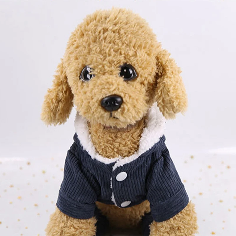 Зимняя одежда для собак Одежда для домашних животных вельветовый комбинезон одежда для собак Одежда с пуговицами и карманом для маленьких собак