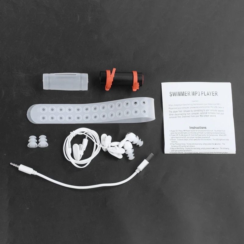 NEW-4GB USB MP3-плеер Водонепроницаемый для плавания дайвинга сёрфинга черная гарнитура fm-радио