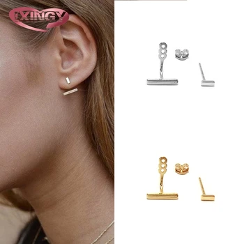 

925 Sterling Silver Simple Personality ins Column Earrings for Women Gold Silver color small Stud Earrings Fashion Jewelry