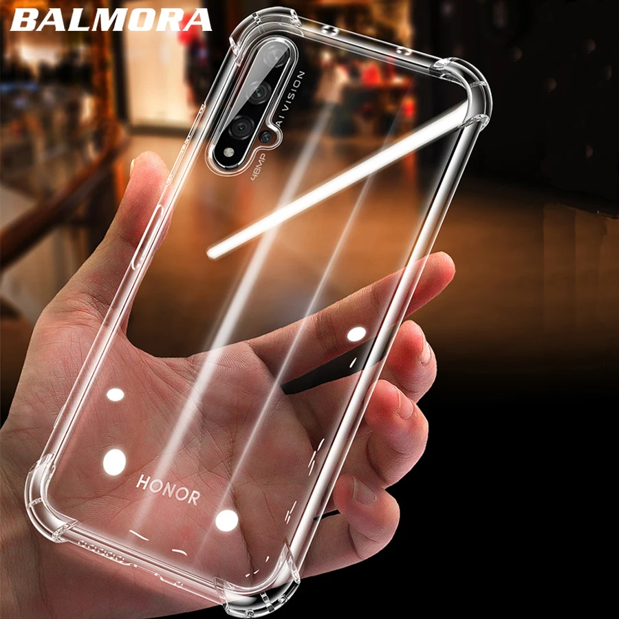 

BALMORA Soft Four-Corner Protect Case For Huawei Honor 20 10 8 8X 8A Lite Pro Trasparent Case For Huawei Honor Y9 Y5 V20 20i 10i