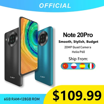 Перейти на Алиэкспресс и купить Cubot Note 20 Pro Quad Camera смартфон Четыре камера 6 Гб + 128ГБ NFC телефон 6,5 дюйма 4200 мАч Большая Батарея новая Android 10 система две sim-карты мобильные телефо...