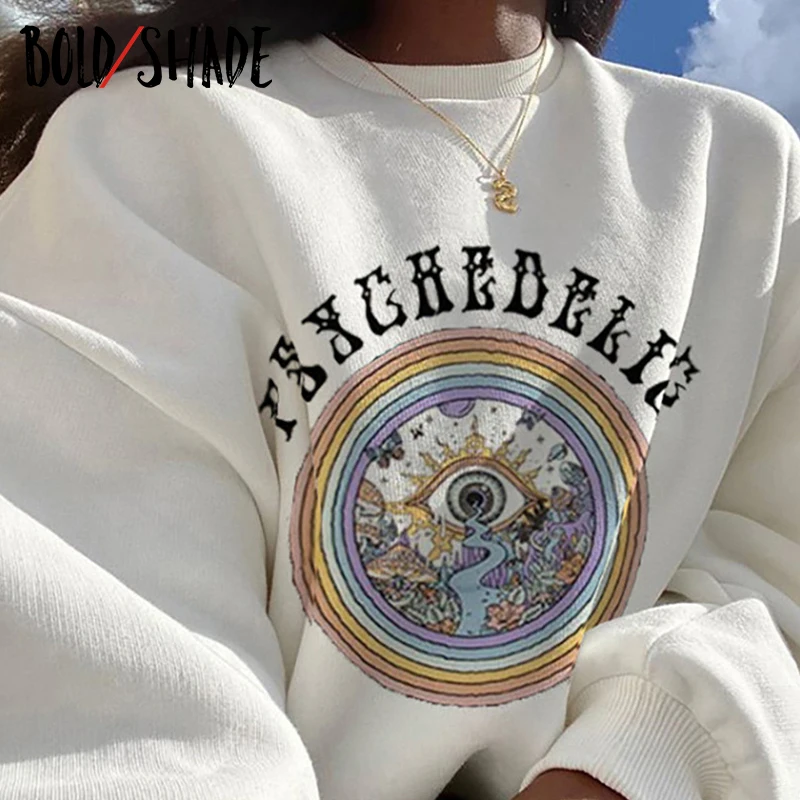 

Bold Shade Teen Style Harajuku Oversized Sweatshirts Graphic Letter Embroidery Long Tops Fashion Grunge 90s Crewneck Winter Fall