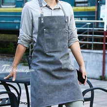

Sleeveless apron Pocket Canvas Coffee Pinafore Cooking Baking Cleaning Working Bib Women Men Kitchen Apron