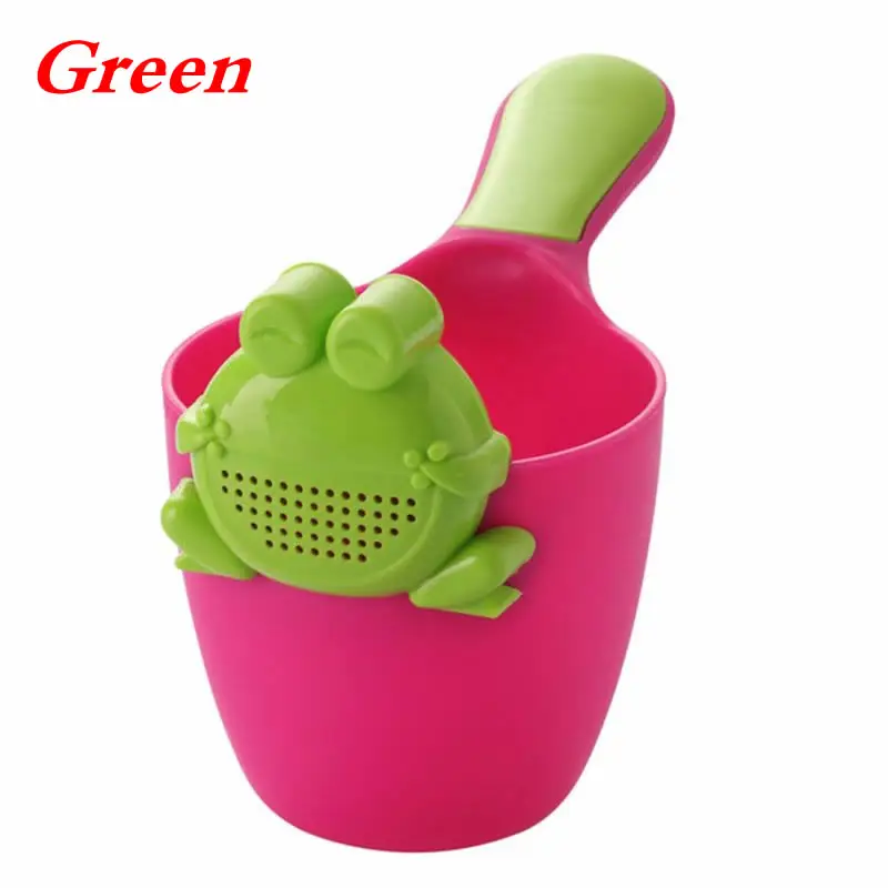 Green Детская чашка для шампуня, детская ложка для душа в форме лягушки, насадка для ванны, совок для воды, подарки для детей, принадлежности для купания - Цвет: Green