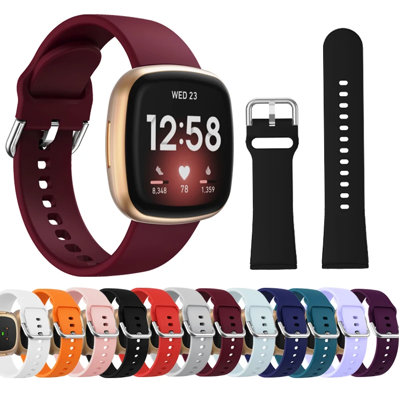 Correa de repuesto de silicona suave para reloj fitbit Versa 3/Sense