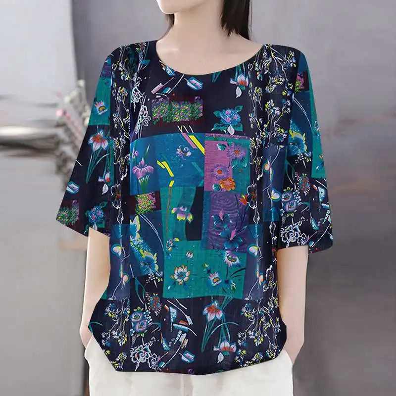 

2020 ZANZEA Vintage Printed Tops Women's Floral Blouse Summer Work Blusas Female O Neck Half Sleeve Casual Tops Plus Size Tunic