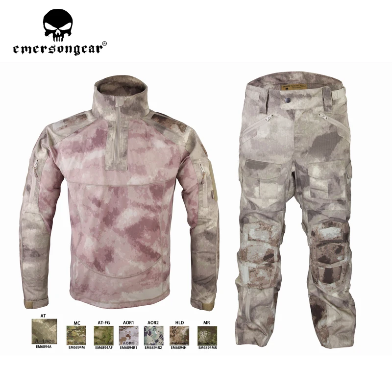 Emersongear Mens Tactical Suit Sportwear Hiking Combat Tracksuit Fall Winter Long Sleeved Shirts Pants Camouflage