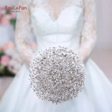 

YouLaPan HF02 Sparkling Rhinestone Bouquets for Wedding Full Diamond Silver Bridal Bouquet Wedding Accessories Bridal Jewelry