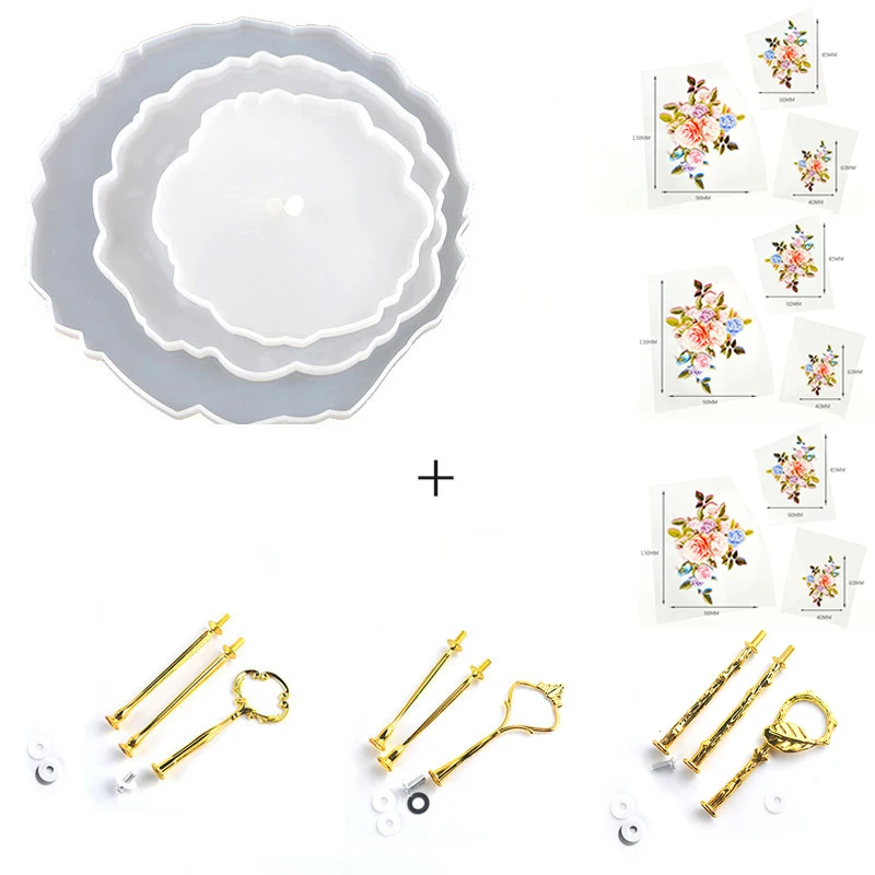 Three Layer Irregular Fruit Tray Silicone Resin Mold Tea DIY Metal Cake Rack Package | Украшения и аксессуары