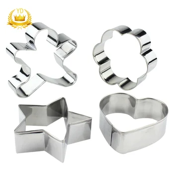 Hot 4Pcs Stainless Steel Heart Star Flower Fondant Biscuit Mould Bakery
Tools Cookie Cutter