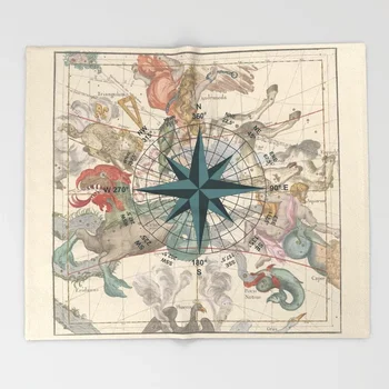 

Compass Blanket Art Design Ancient Constellation Map Fleece Blankets and Throw Blanket for Beds Fleece Blanket Adult 150X200