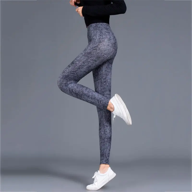 YRRETY Women Leggings Faux Denim Pants Sexy High Waist Push Up Sports Trousers Elastic Pant For Workout Fitness Sports Legging