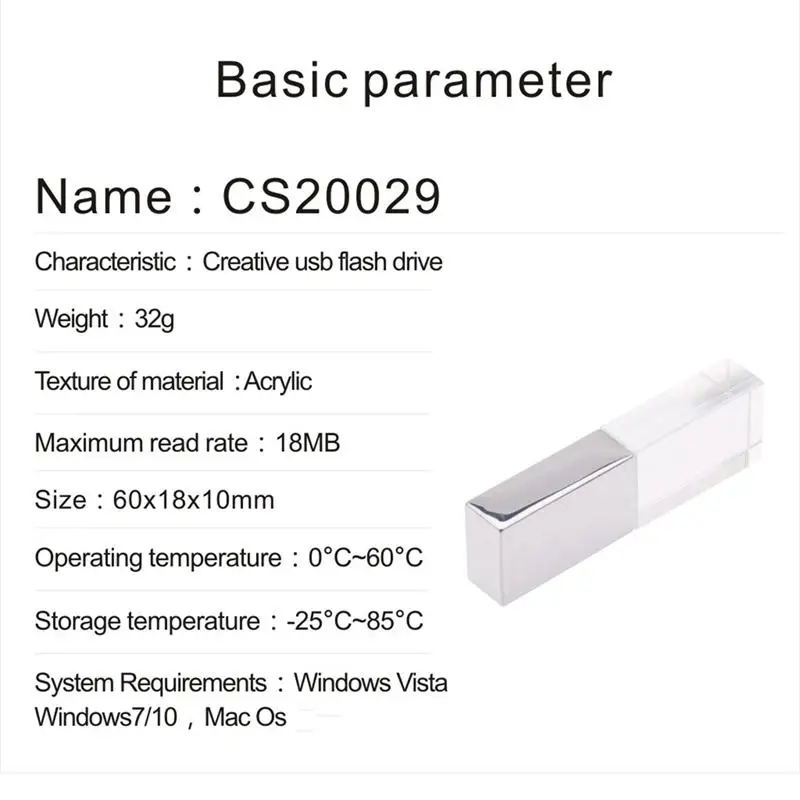 Кристально прозрачный СВЕТОДИОДНЫЙ светильник металлический Usb флеш накопитель