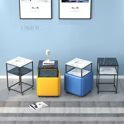 Petite Table créative 5 en 1 pour chambre à coucher, en métal, en fer forgé, canapé, Table d'appoint, tabouret, ensemble combiné, Table basse, salon 