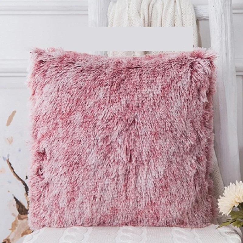 Двойной цвет длинный мех Плюшевые Чехлы для подушек диван kussenhoes coussin декоративные наволочки travesseiro cojines