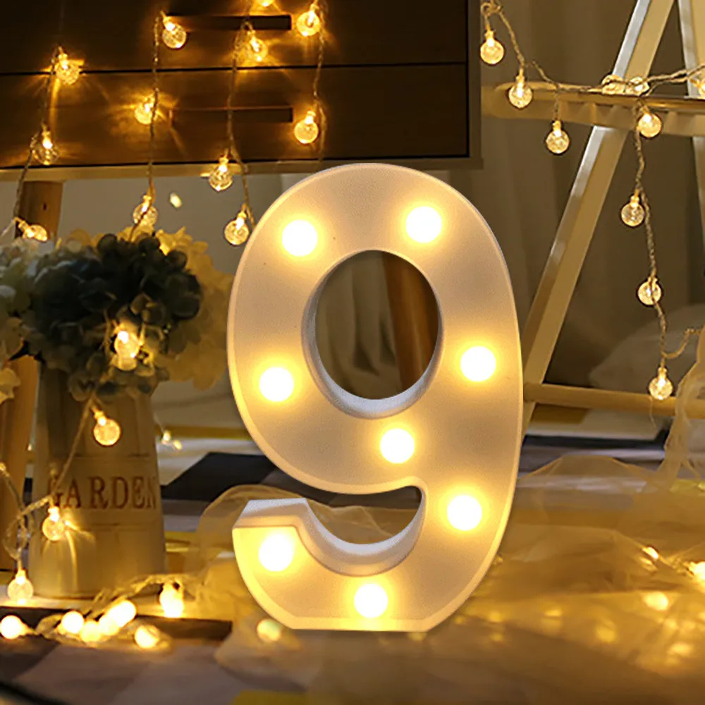 Светодиодный светильник с цифрами алфавита и цифрами, белый светильник, декоративный символ, внутренний декор, для свадебной вечеринки, оконный светильник#20 - Испускаемый цвет: 9
