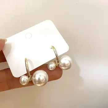 

Korean Pearl Earrings Personality New Fashion Jewelry Big And Small Balls Female Brincos Wholesale
